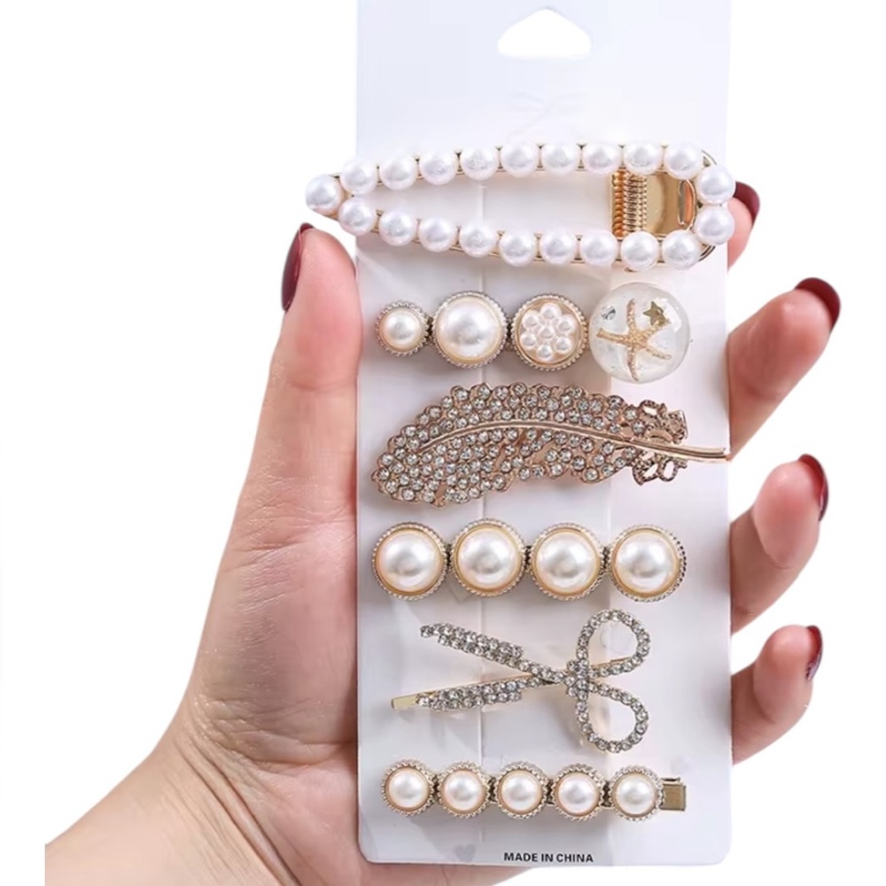 Pearl & Rhinestone Hair Clip Set – Boutique Chic (Set of 10)
Brand: Boutique